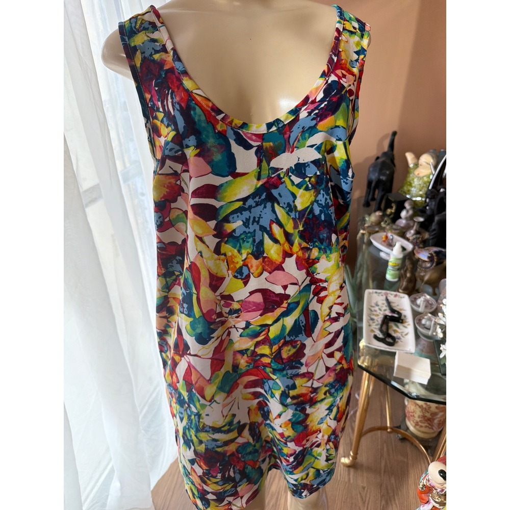 Paparazzi by Biz Multi Color‎ Abstract Floral Sleeveless Shift Dress Large